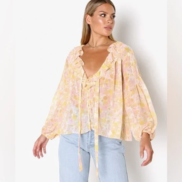 For Love & Lemons floral chiffon top - Picture 5 of 11